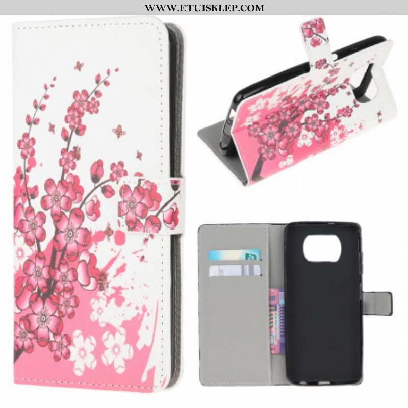 Etui Folio do Poco X3 / X3 Pro / X3 NFC Tropikalne Kwiaty